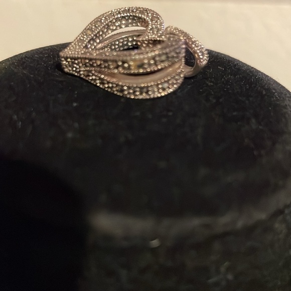 Sterling Silver and Marcasite Double Layer 1” Heart Pendant (No Chain) - Picture 7 of 9